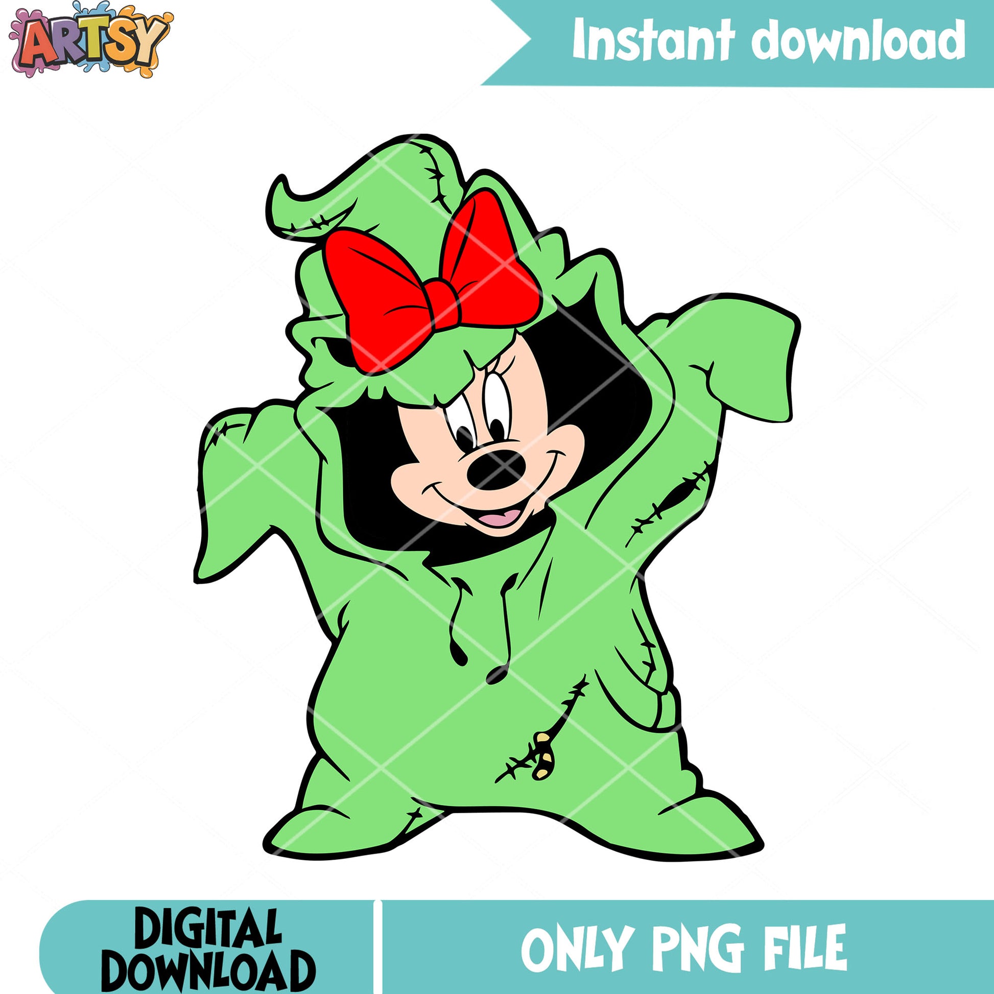 Red bow tie monster png, scary halloween png, minnie mouse png