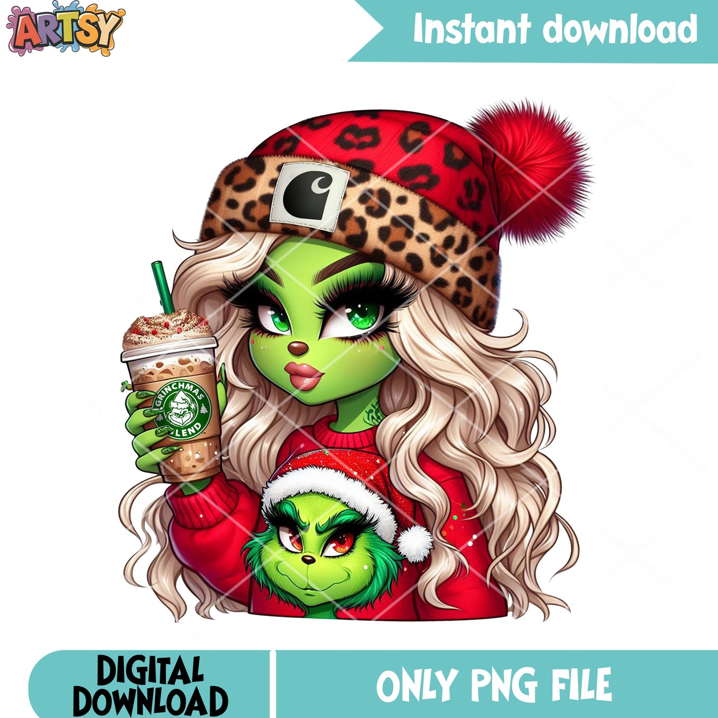 Red christmas christmas clothes png, christmas vibes png, the grinch png