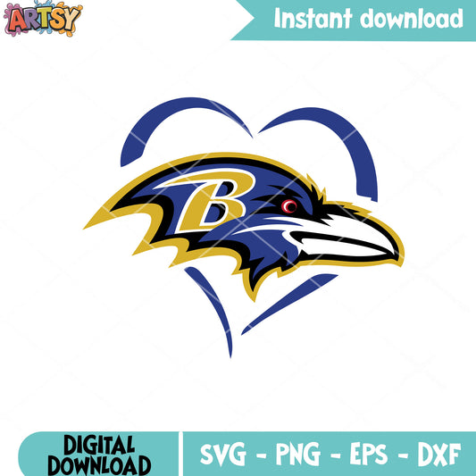 Red eyes falcon svg. ravens baltimore svg, heart icon svg