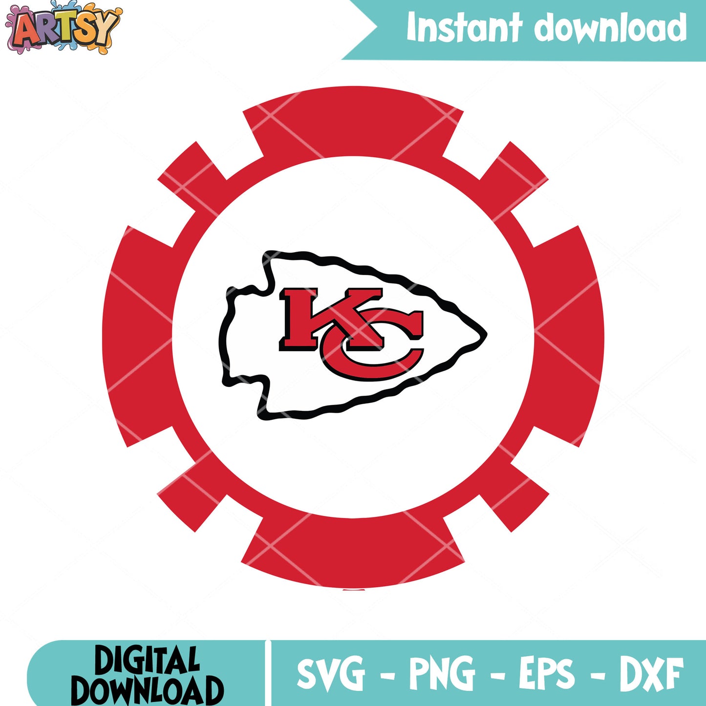 Red gear arrow kansas city svg, arrowhead svg, Kansas city chief svg