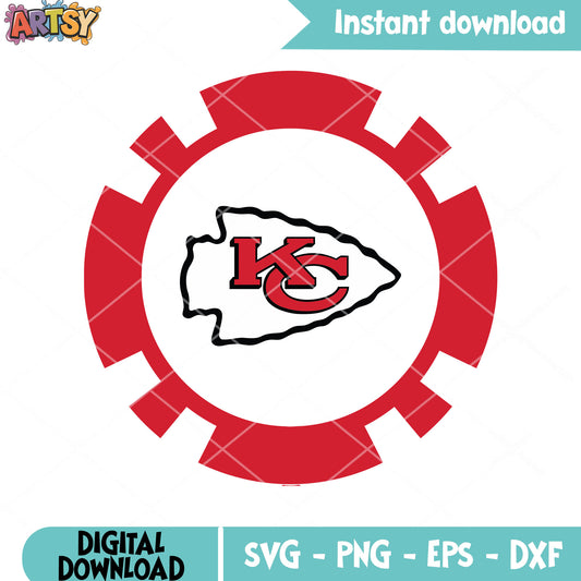 Red gear arrow kansas city svg, arrowhead svg, Kansas city chief svg