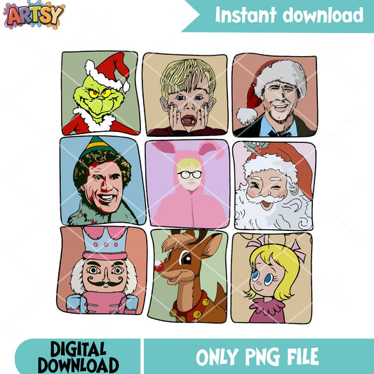 Red nosed reindeer xmas png, santa claus png, cindy lou who png