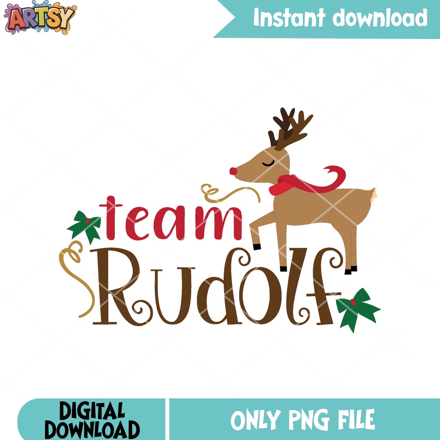 Red nose rudolph the reindeer png, christmas bow png, christmas gifts png