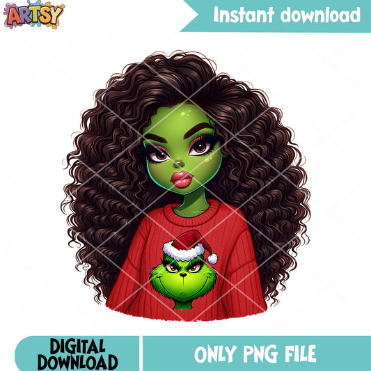 Red sweater christmas grinch png, merry xmas png, the grinch png