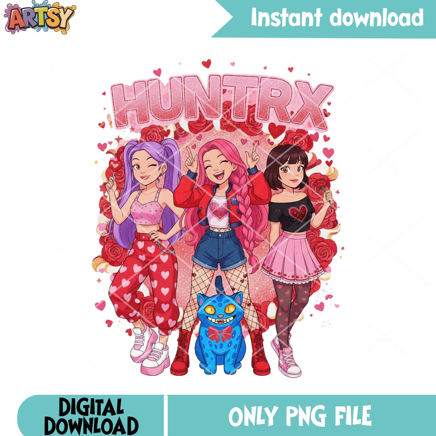 Red valentines huntrix png, funny valentines png, derpy tiger png