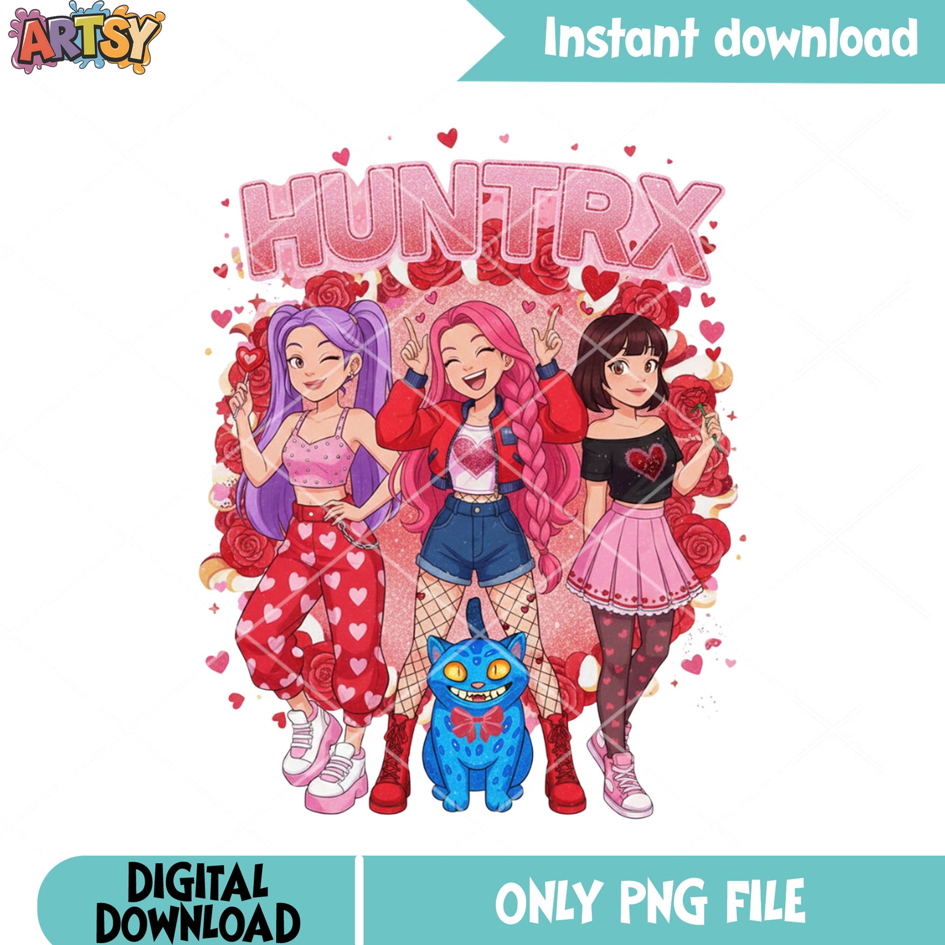 Red valentines huntrix png, funny valentines png, derpy tiger png