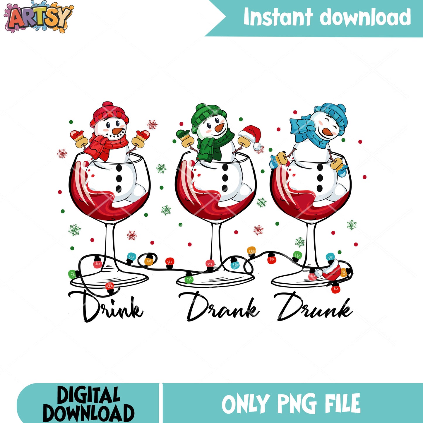 Red wine christmas png, christmas snowman png, christmas lights png