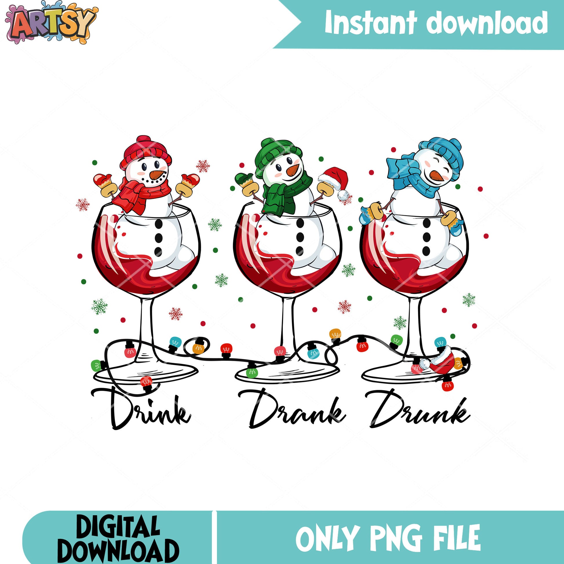 Red wine christmas png, christmas snowman png, christmas lights png