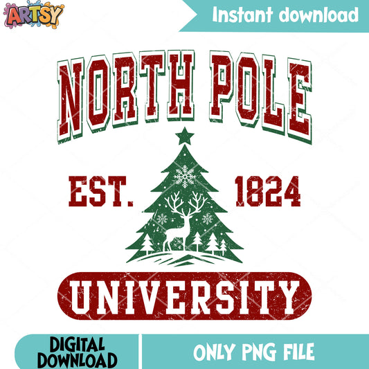 Reindeer christmas university png, merry christmas png, north pole png