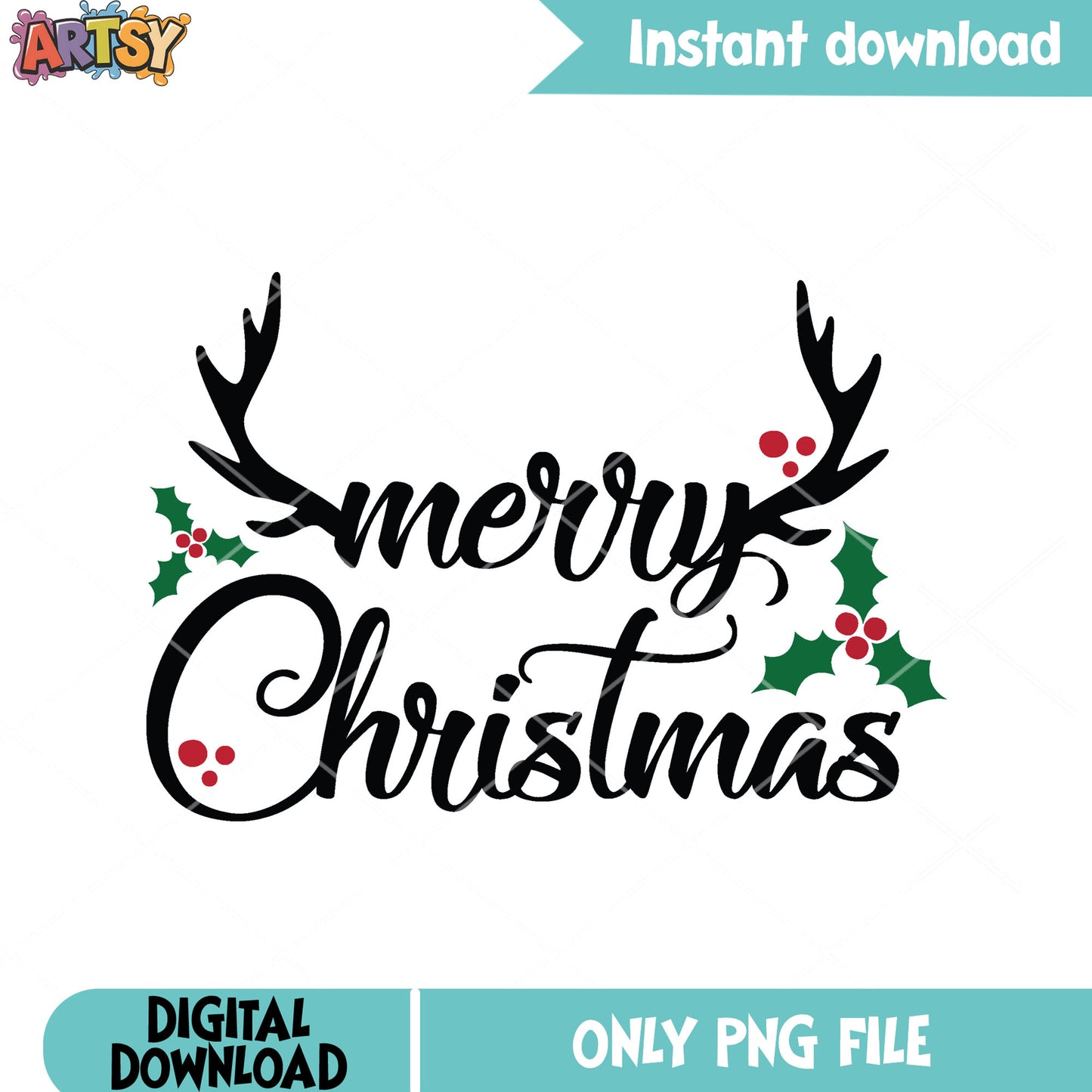 Reindeer horn christmas png, merry christmas png, christmas gifts png