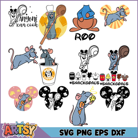 Remy Ratatouille SVG Bundle PNG, EPS, DXF