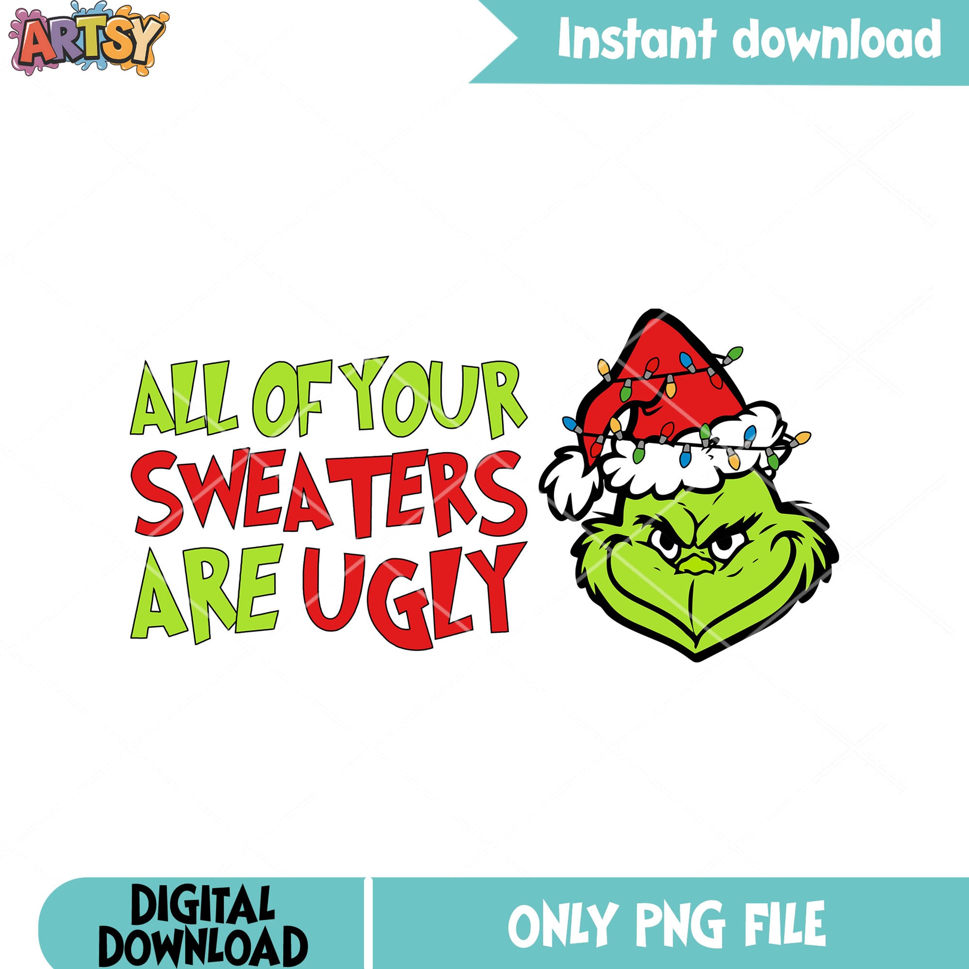 Rested grinch face christmas png, the grinch png, christmas sweater png
