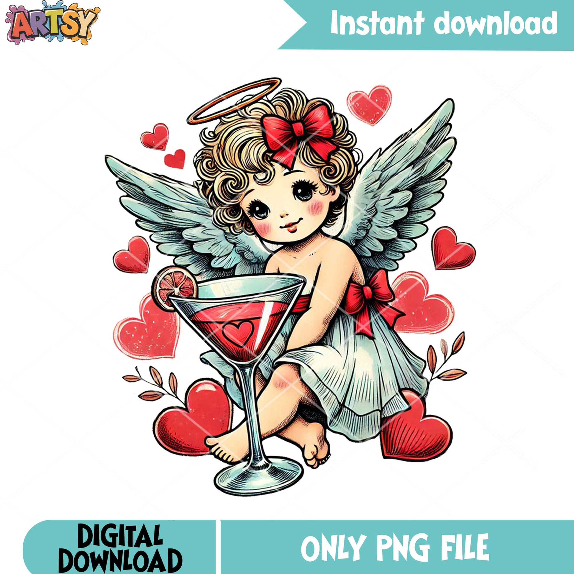 Retro baby Cupid Valentine png, valentine season png, valentine gifts png