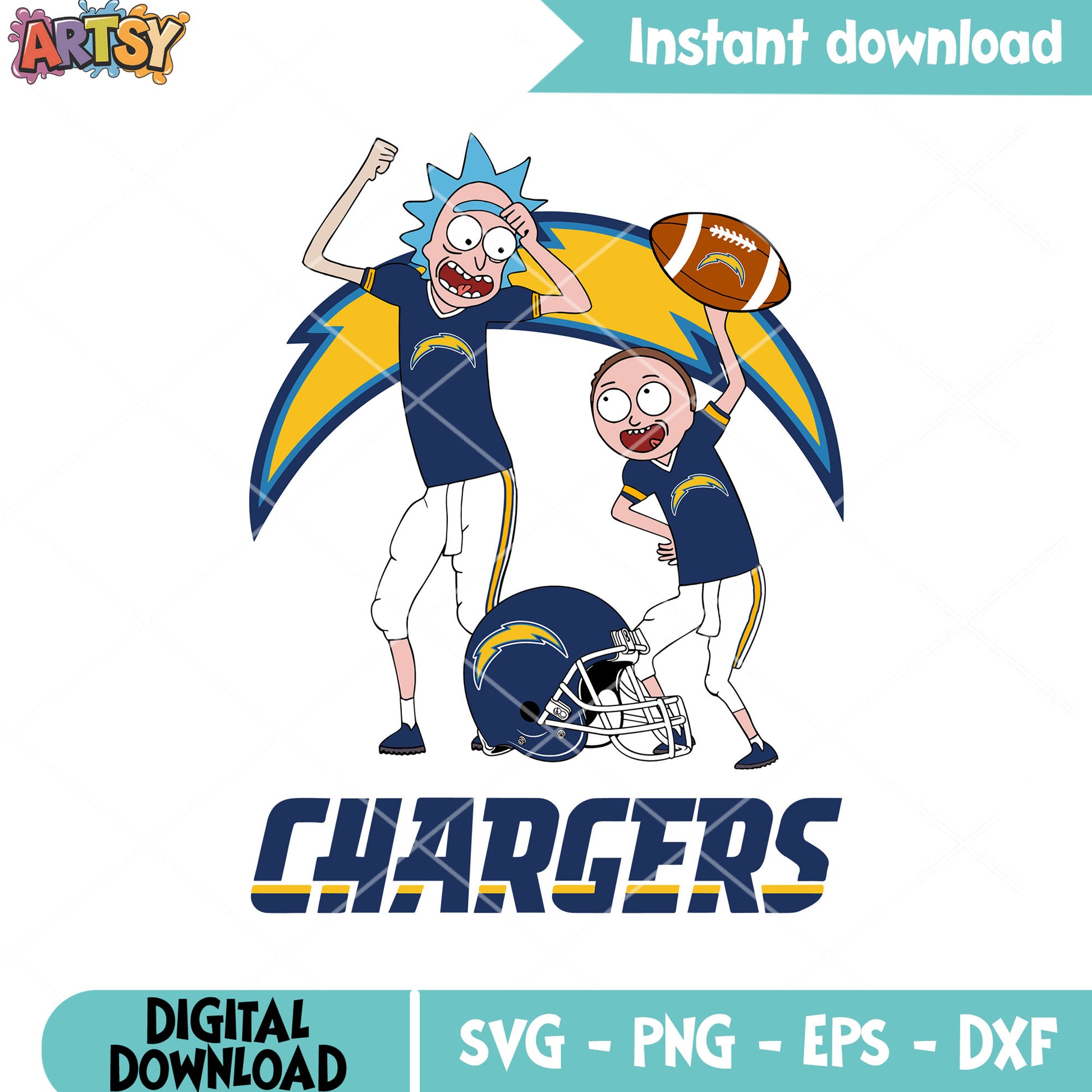 Rick and morty football svg,  Los angeles chargers svg, chargers svg