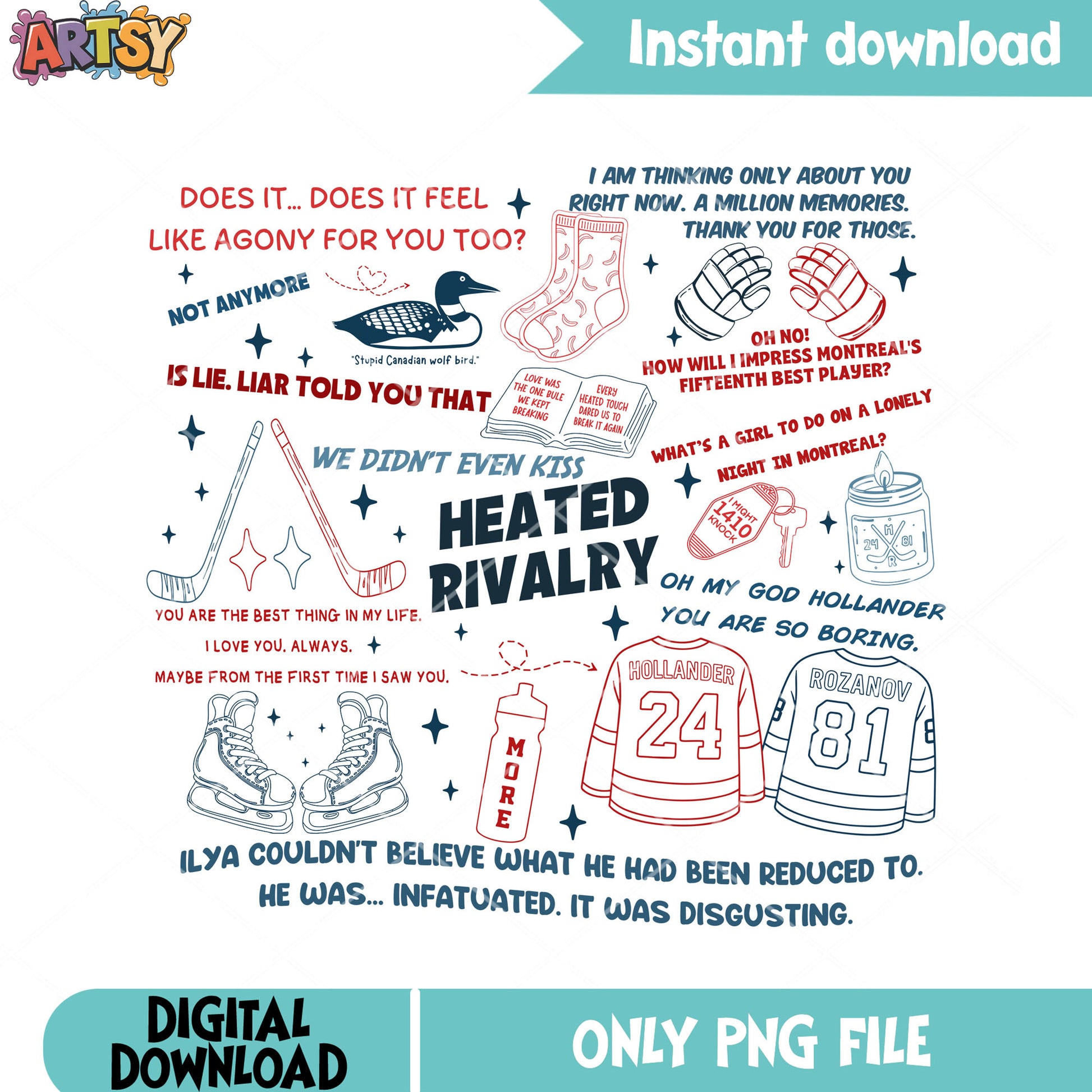 Rivalry heated poster gifts png, hockey romance png, hockey jersey png