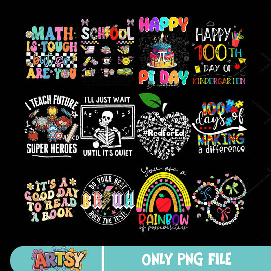 Rock the test png bundle, school quotes png, back to school png