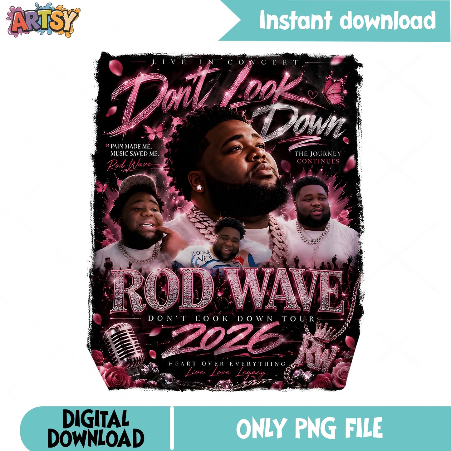Rod Wave Don't Look Down Tour 2026 PNG, Rap PNG, Concert PNG
