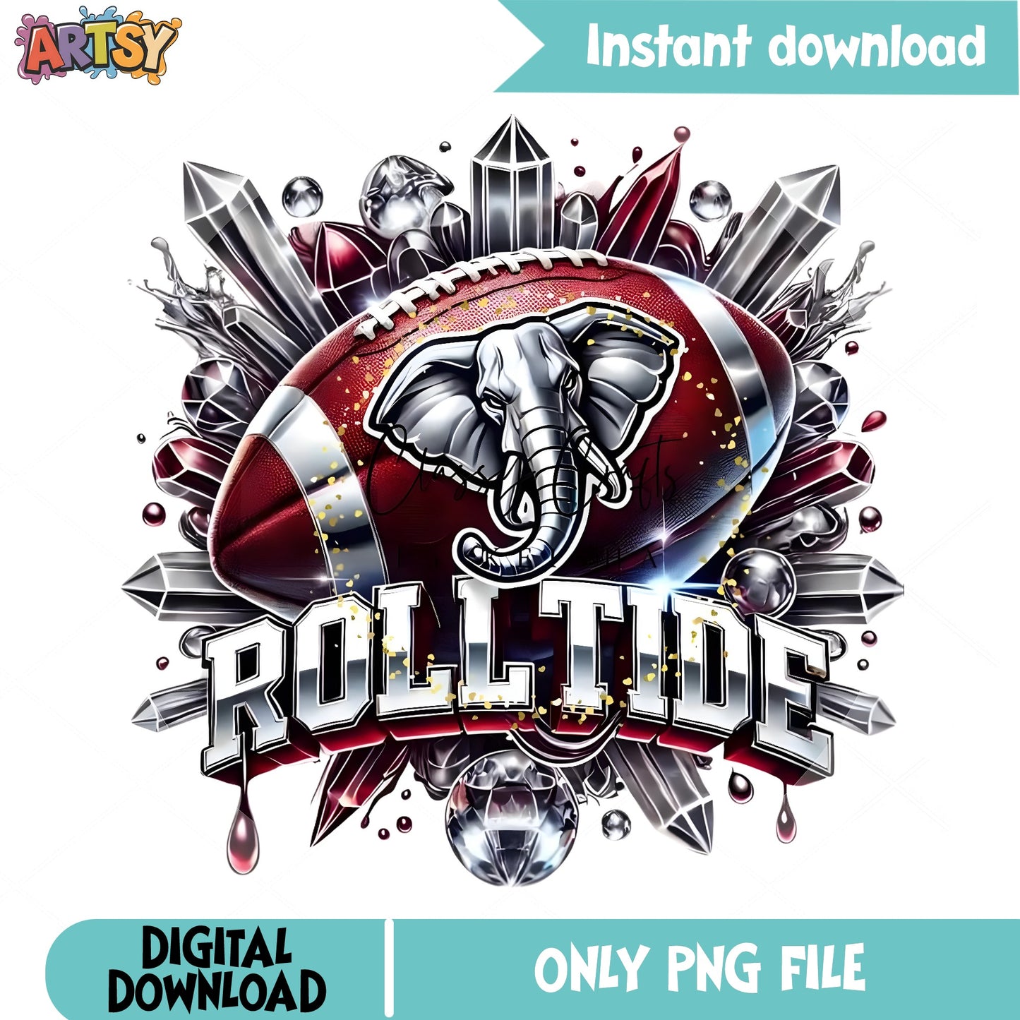 Roll Tide Alabama Elephant Football PNG, Crimson Tide PNG, Football Fan PNG