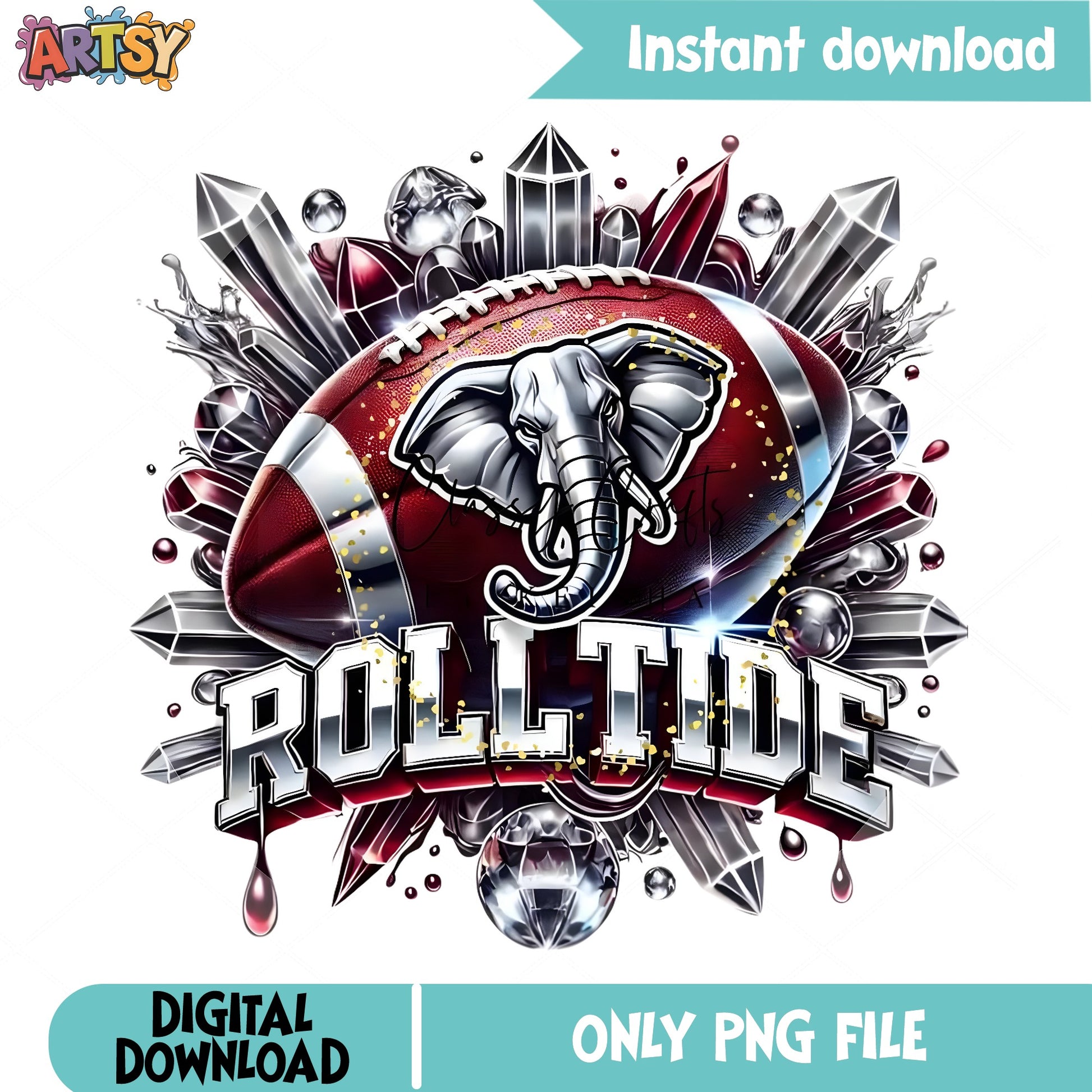 Roll Tide Alabama Elephant Football PNG, Crimson Tide PNG, Football Fan PNG
