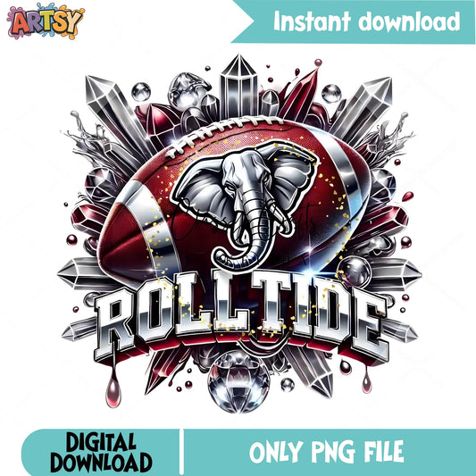 Roll Tide Alabama Elephant Football PNG, Crimson Tide PNG, Football Fan PNG