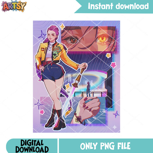 Rooftop rumi huntrix style png, huntrix movie png, kpop demon hunters png