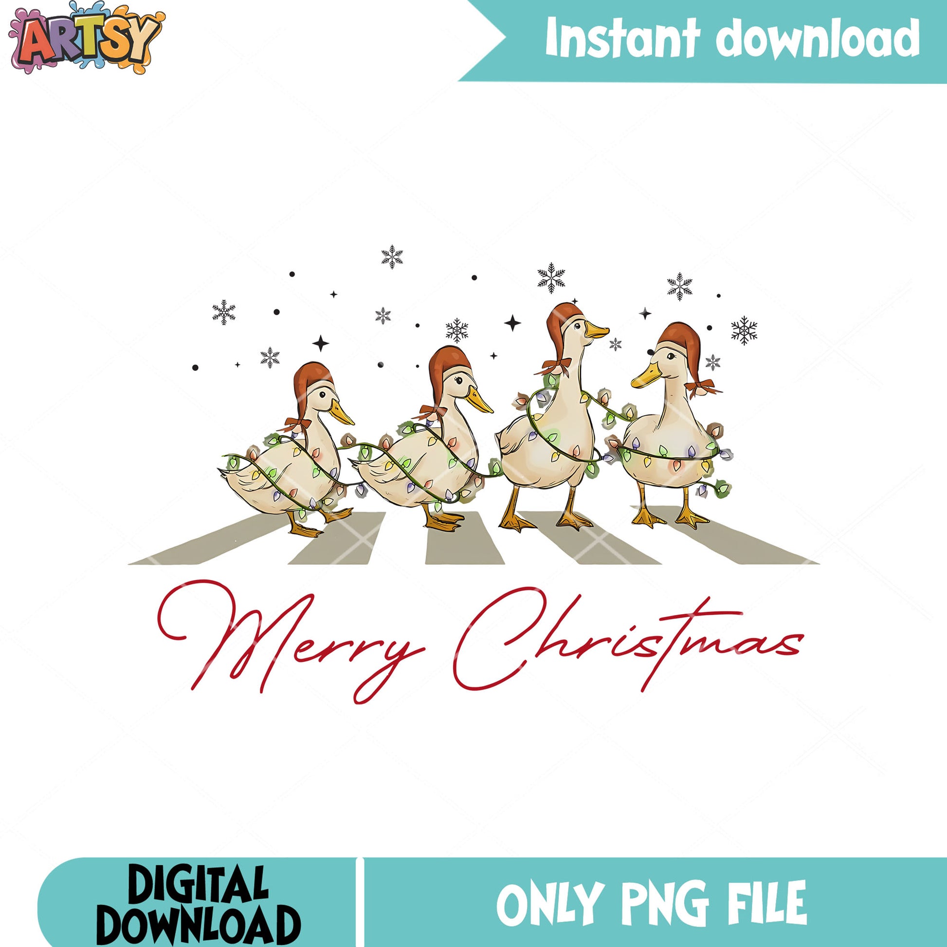 Rubber ducks christmas png, christmas ducks lights png, duck decor png