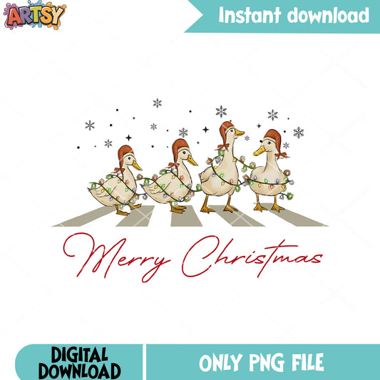 Rubber ducks christmas png, christmas ducks lights png, duck decor png