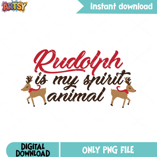 Ruldoph the red nose reindeer png, merry xmas png, christmas spirit png