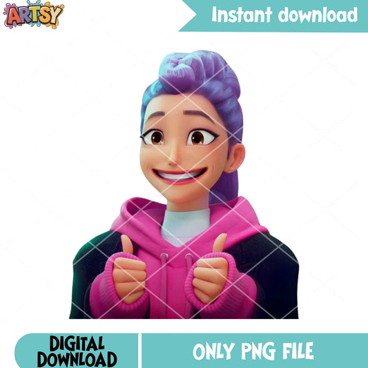 Rumi 3d huntrix kpop png, poster 3d rumi png, kpop rumi png