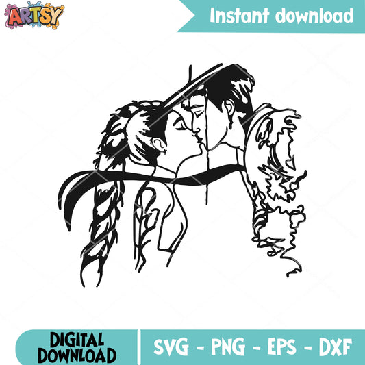 Rumi and jinu outline svg, rumi jinu svg, kpop hunters svg