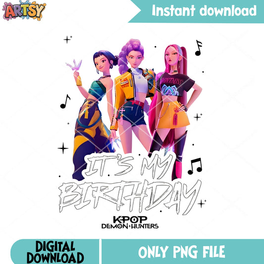 Rumi birthday png, mira kpop demon hunter png, zoey huntrix png