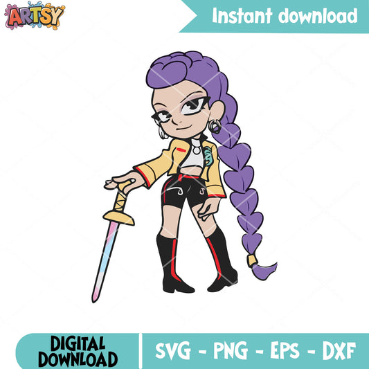 Rumi huntrix hunters svg, rumi huntrix svg, kpop demon hunters svg