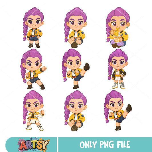Rumi pose bundle png, Rumi huntrix png, kpop huntrix png
