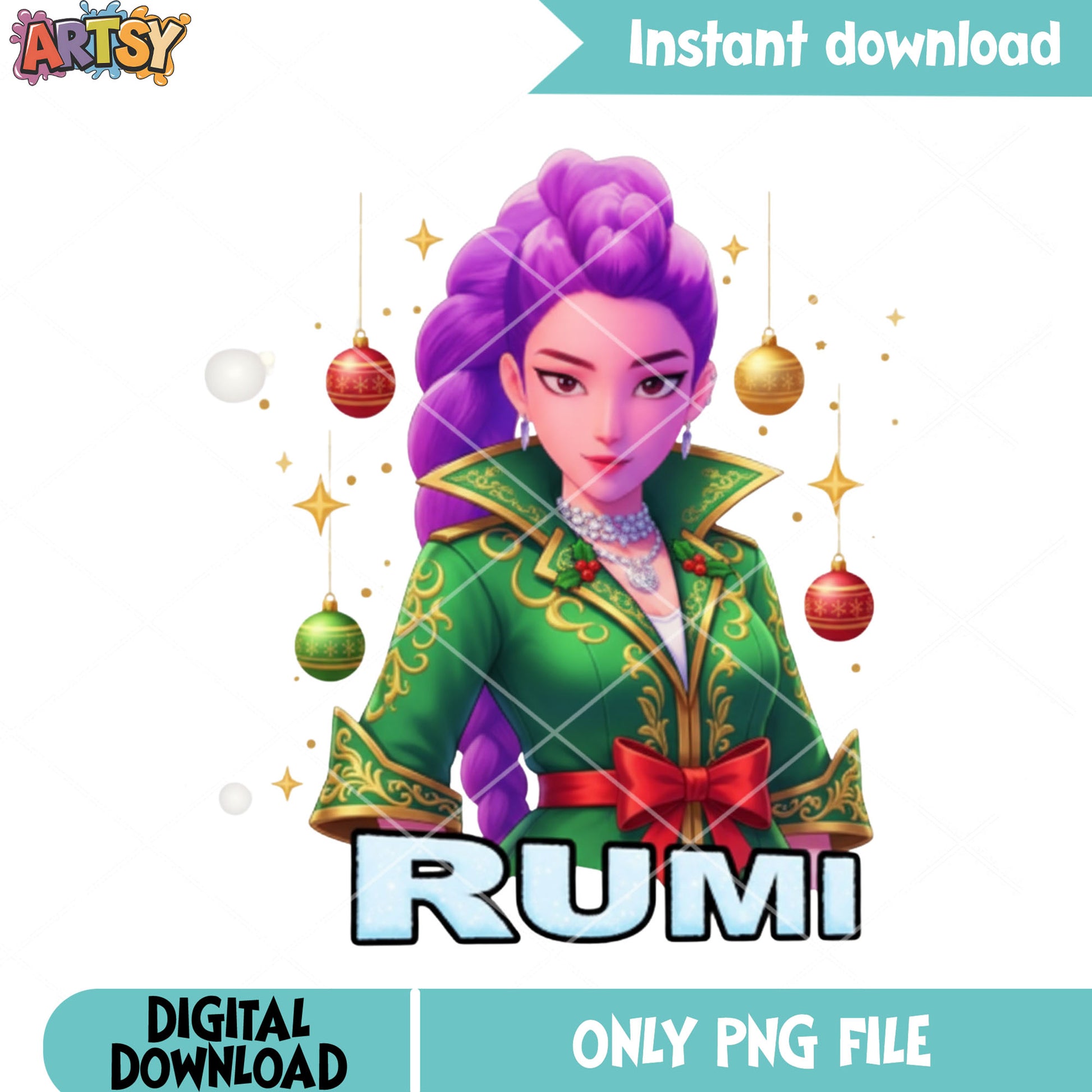 Rumi starry christmas png, kpop demon hunters png, christmas decor png
