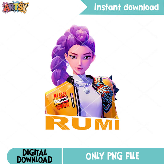 Rumi the slay girl png, mira huntrix png, huntrix member png