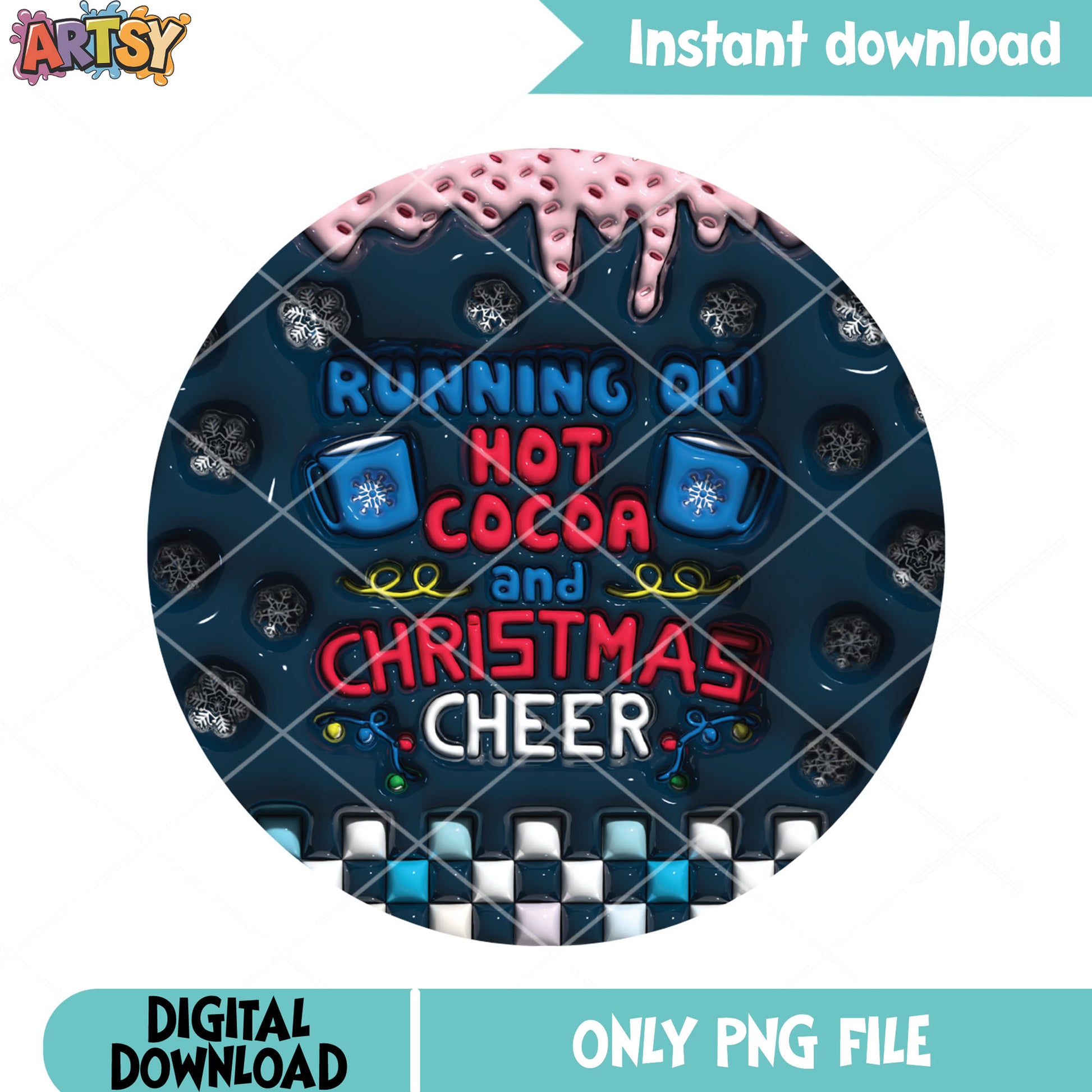 Running on hot cocoa png, christmas cheer png, navy blue beauty png