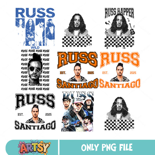 Russ santiago est 2025 png bundle, russ rapper png, russ tour png