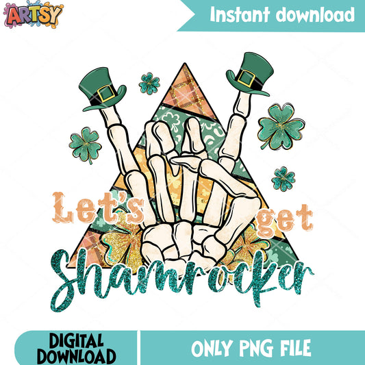 SKeleton hand patrick png, patricks shamrocker png, four leaf clover png