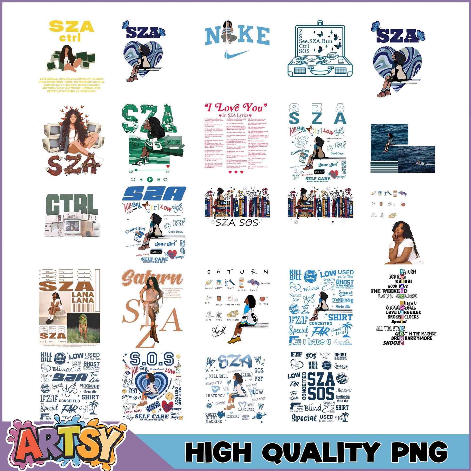 SZA PNG Bundle High Quality Album Art Designs