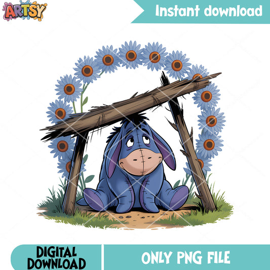 Sad eeyore daisy flower png, pooh bear png,​ disney eeyore png