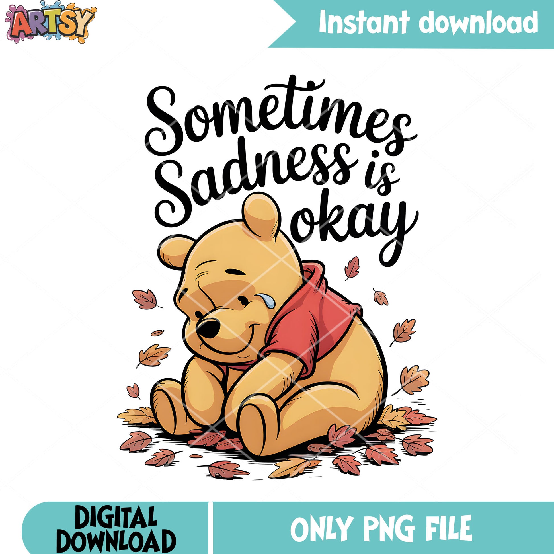 Sadness pooh in disney png, disney poster png, winnie the pooh png