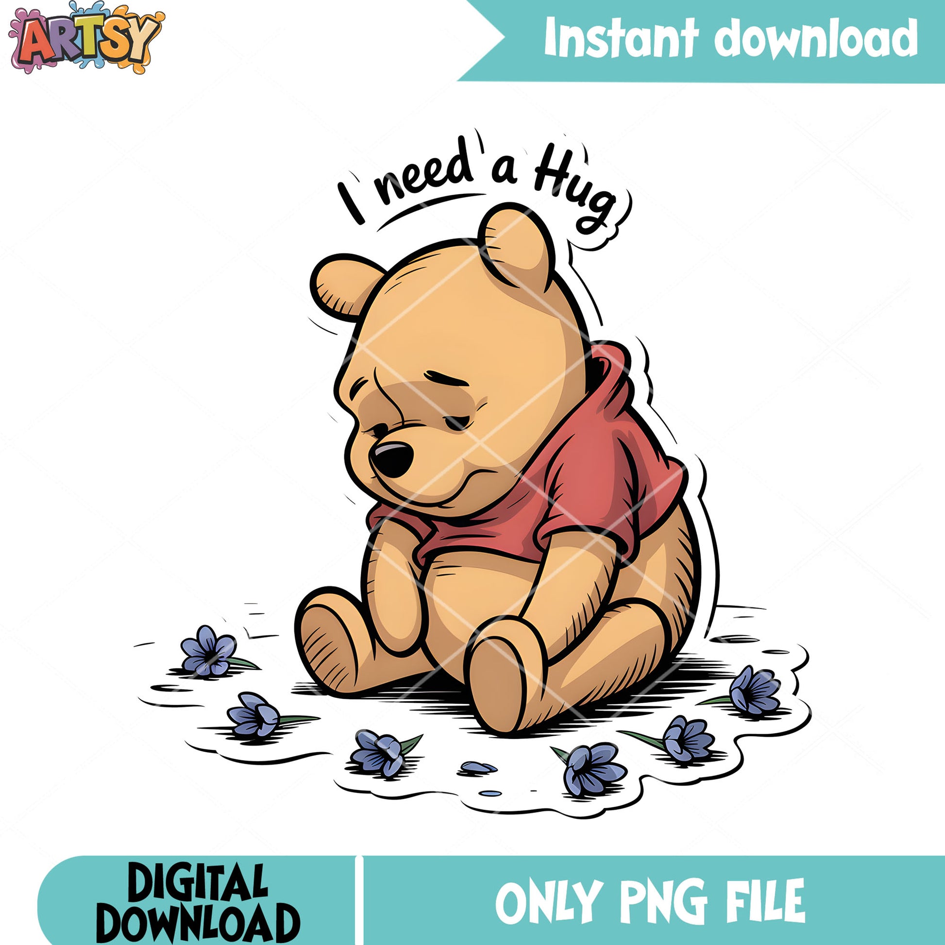 Sad pooh need a hug png, classic pooh png,​ winnie the pooh png