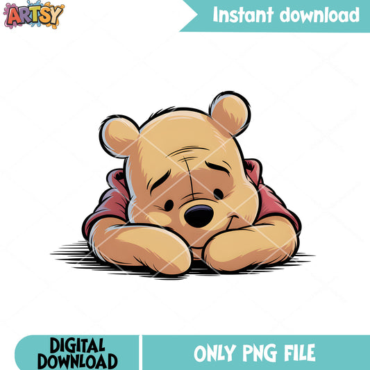 Sad poster of pooh png, winnie the pooh png,​ pooh poster png