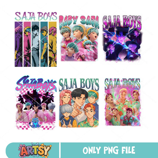Saja boy band png bundle, the saja boys​ png, kpop demon hunters​ png