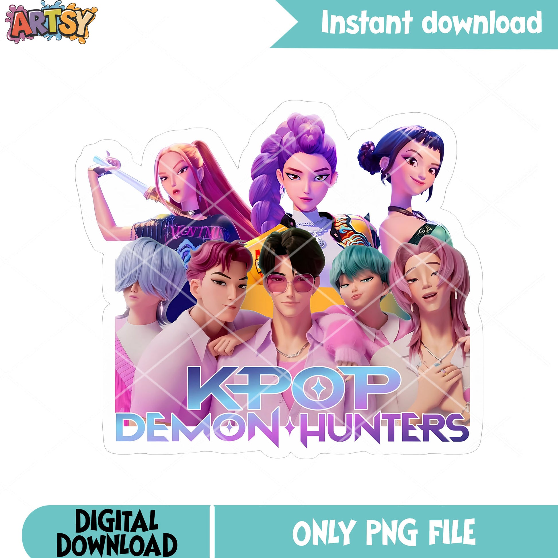 Saja boys and huntrix movie png, huntrix kpop png, saja boys png