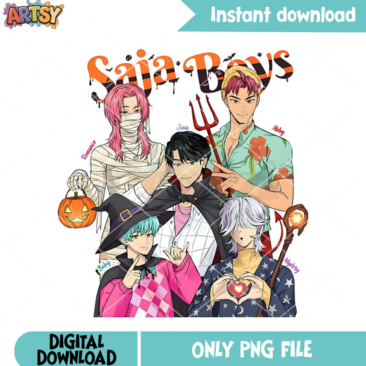 Saja boys costume png, kpop demon hunter png, trick or treat png