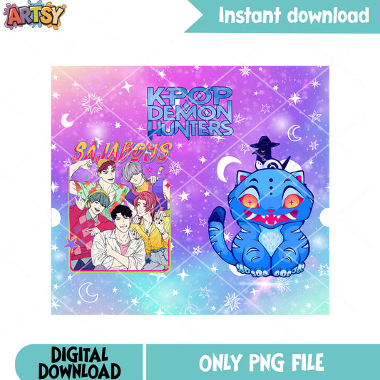 Saja boys demon kpop png, sticker tiger kpop png, anime tiger png