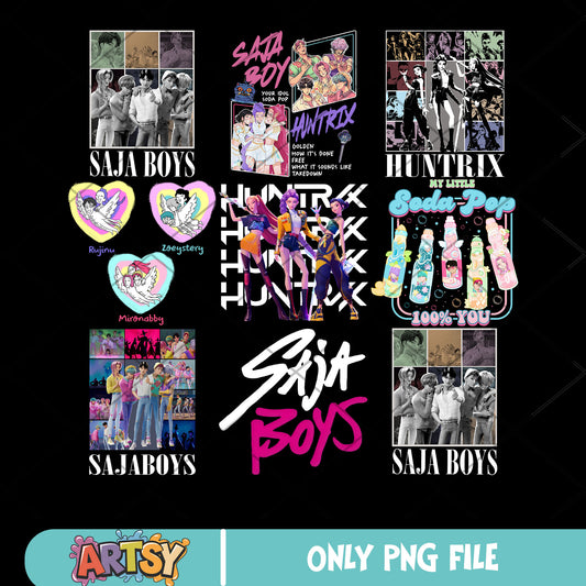 Saja boys huntrix png bundle, huntrix movie​ png, saja boys name png