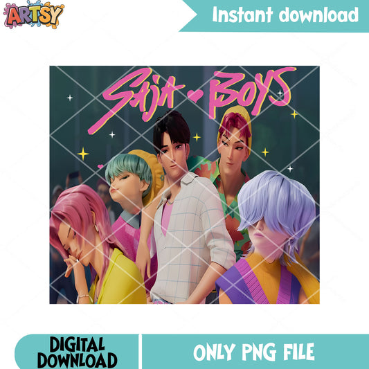 Saja boys idols love png, saja boys band png, kpop demon hunters png