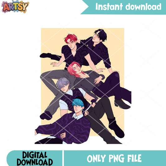 Saja boys in black suit png, kpop demon hunters png, saja boys png